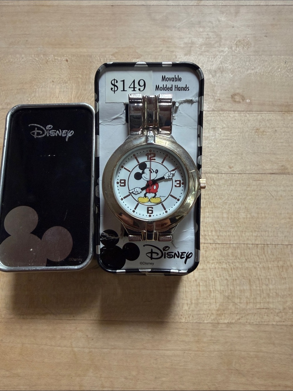 Disney Golds Accents Silver Tone Mickey Mouse Watch with White Dial